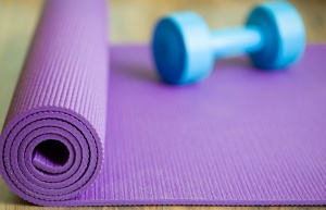 yoga mat and weight